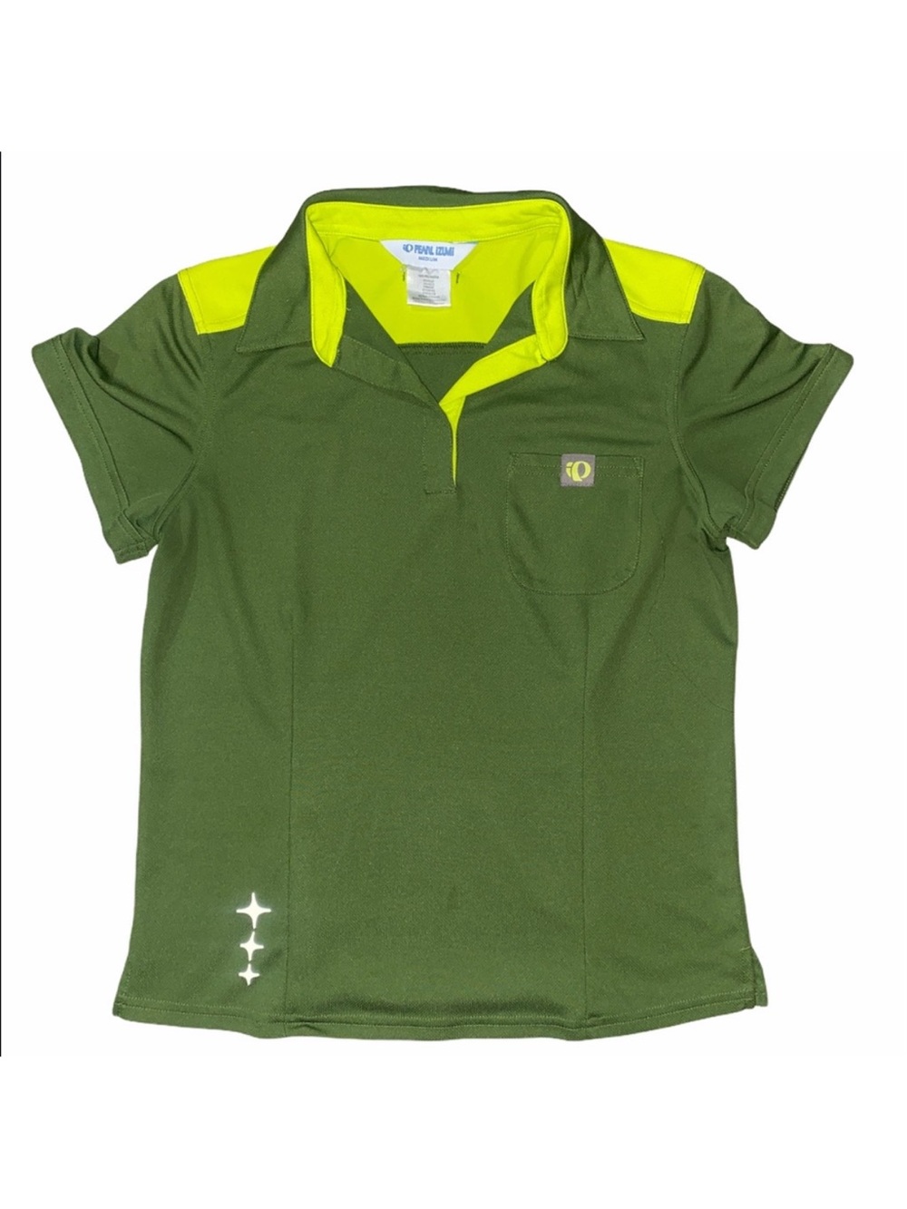 Pearl Izumi Olive Lime Green Collared Bike Shirt Cycliing Jersey sz M